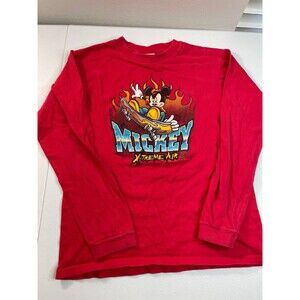 Vintage 90s Disney Mickey Mouse X-Treme Air Skateboard Long Sleeve Tee Red M